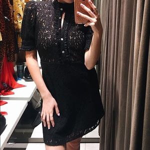Zara lace crystal button 3/4 sleeve dress 6-8